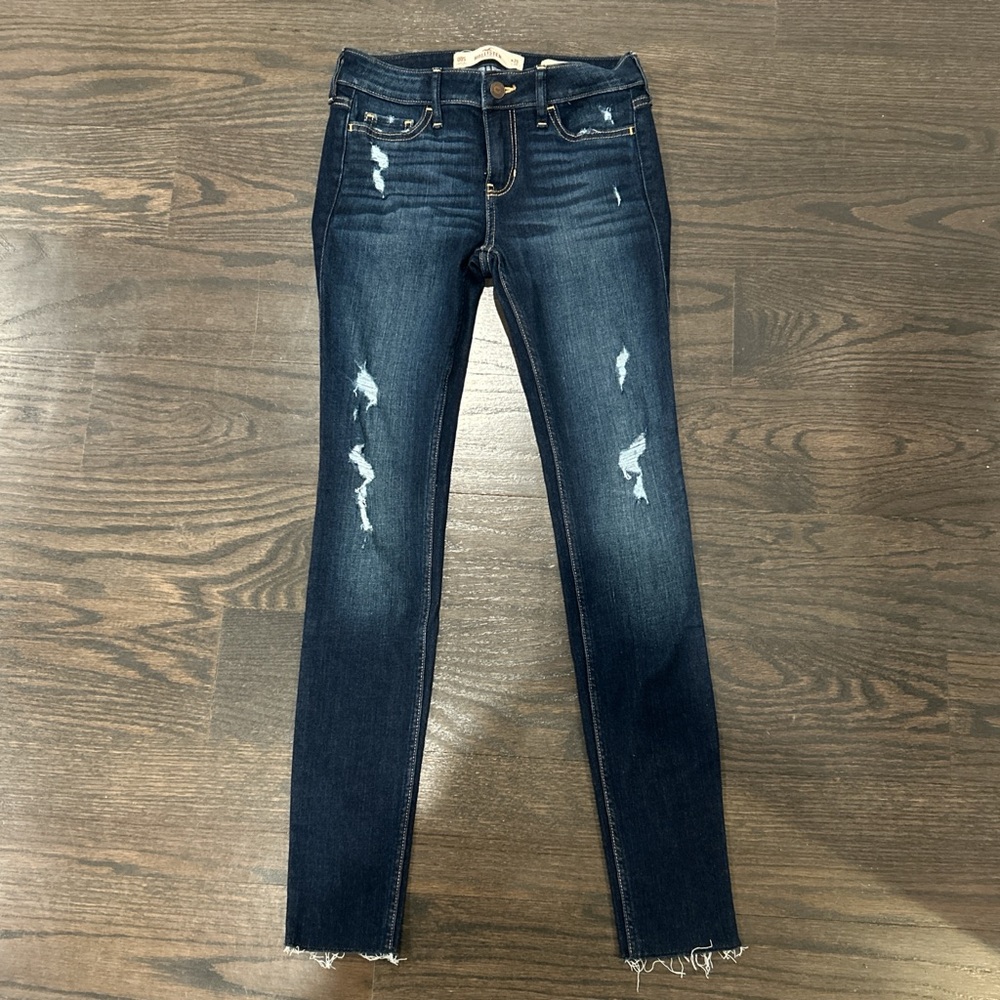 Hollister Dark Blue Distressed Skinny Jeans